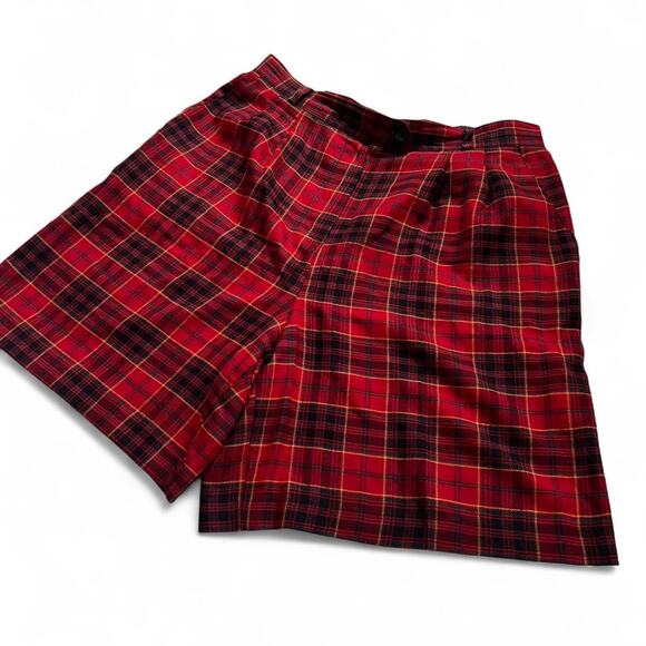 Vintage Counterparts Plaid High Rise Bermuda Shorts Red Tartan 14 Made in Canada - Picture 3 of 7